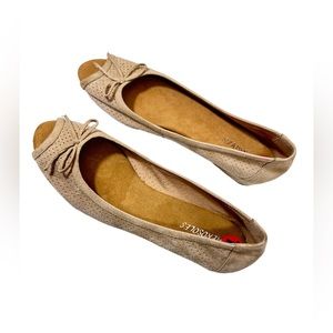 Aerosoles Fettucine Womens Brown Leather Upper Open Toe Flats SlipOn Shoes Sz 10